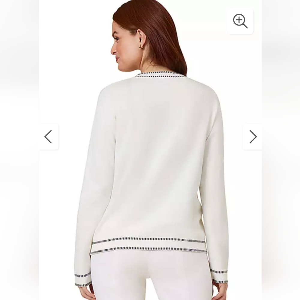 Nwt Adrianna Papell Crew Neck Cardigan with Stitch Detail - Picture 4 of 15